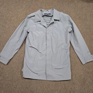 Eddie Bauer Coat Mens L Gray Quilted Lined Trench Car Coat Jacket